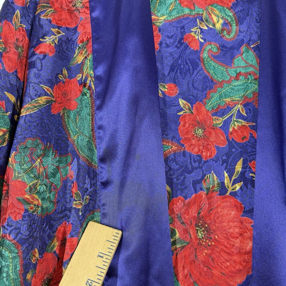 Vintage 90s Victoria's Secret Satin Sleep Dress Womens Small Purple Blue Floral - Picture 2 of 14